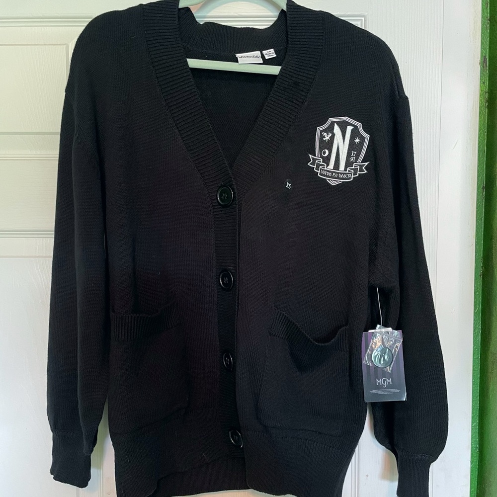 New Official MGM Wednesday Adams School Uniform Oversized Sweater